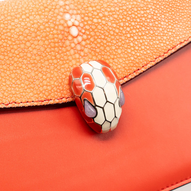 Bvlgari Serpenti Shoulder Bag Galuchat/Calfskin Red SHW