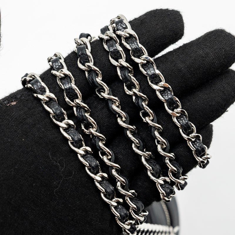 Chanel round sip clutch with chain caviar black SHW