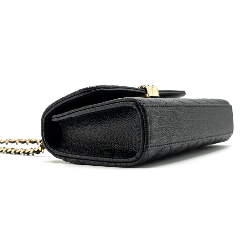 chanel 23p top handle mini flap bag with chain caviar black LGHW (microchip)