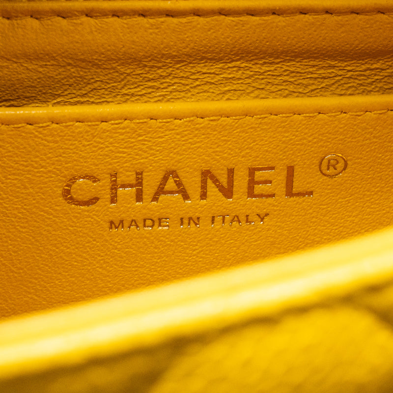 Chanel Classic mini square flap bag caviar yellow LGHW