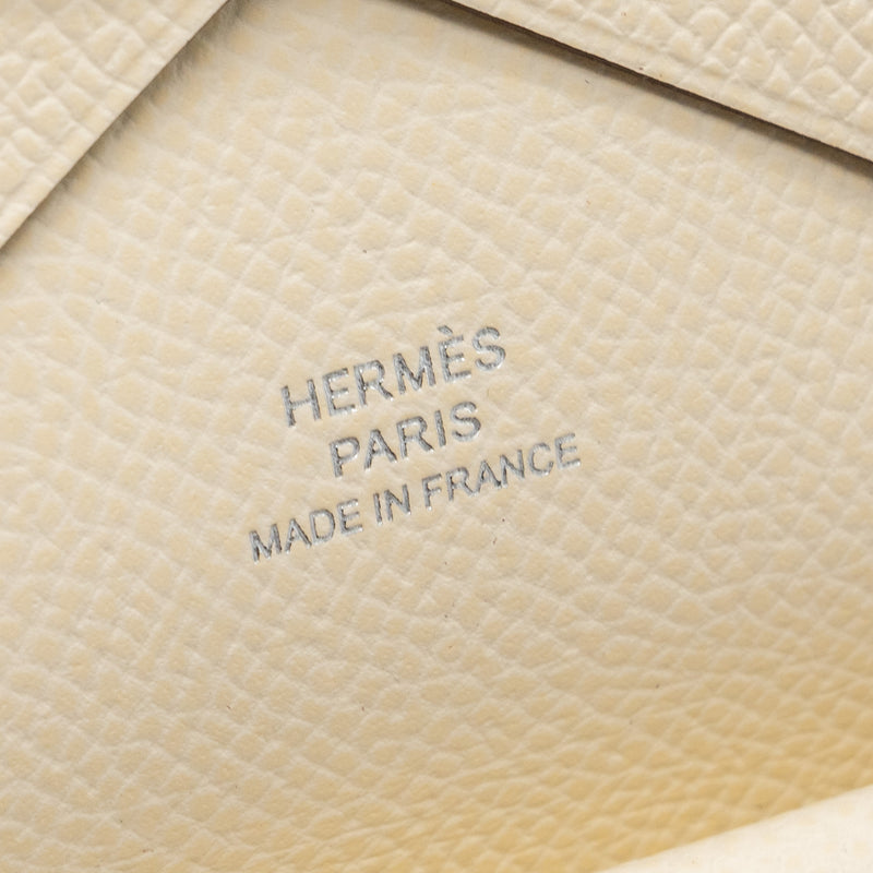 Hermes Calvi Duo Card Holder Epsom Nata SHW Stamp U