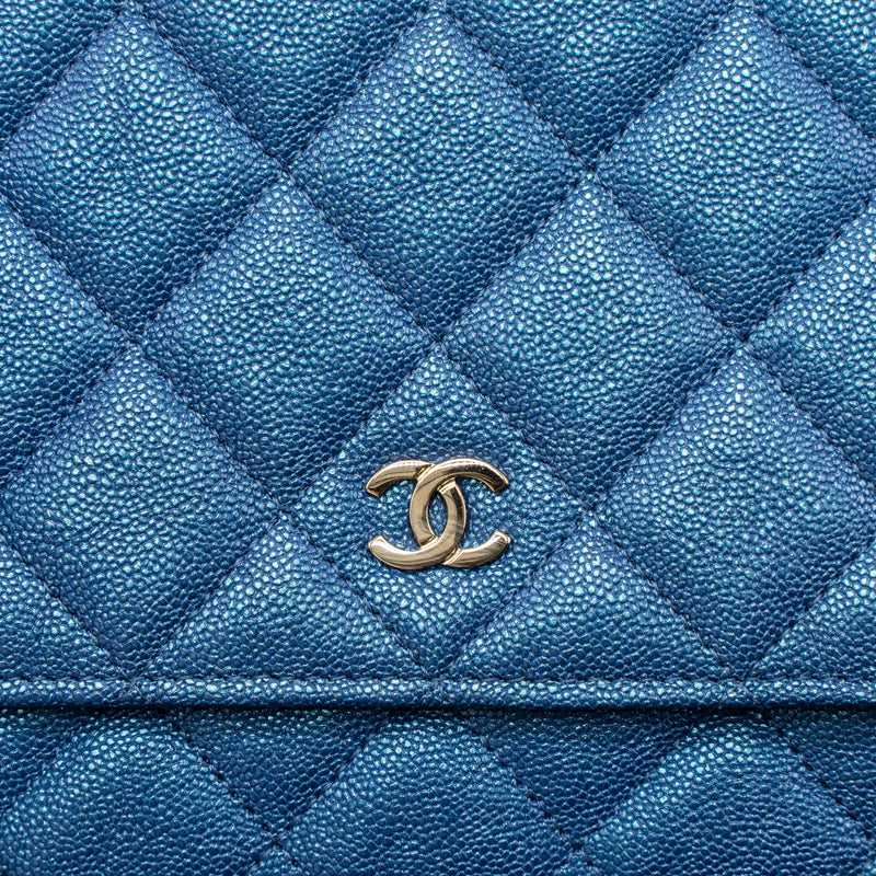 Chanel Classic Wallet On Chain Caviar Iridescent Blue LGHW