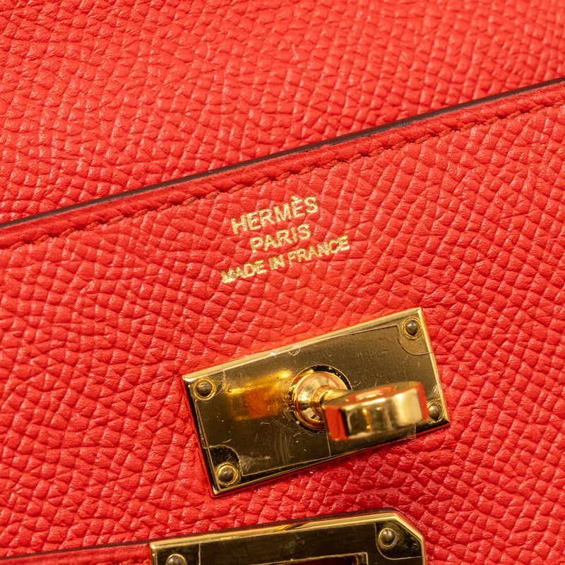 Hermes Kelly Long Wallet Epsom Rouge Tomate GHW Stamp X