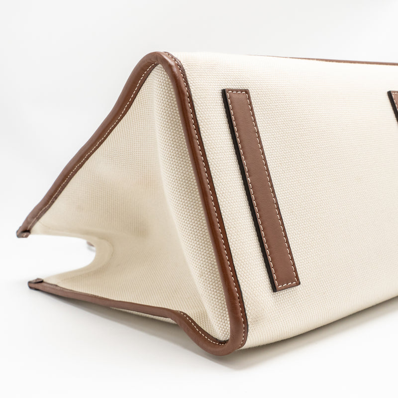 Burberry Medium Freya Tote Canvas/Leather Natural/Tan GHW