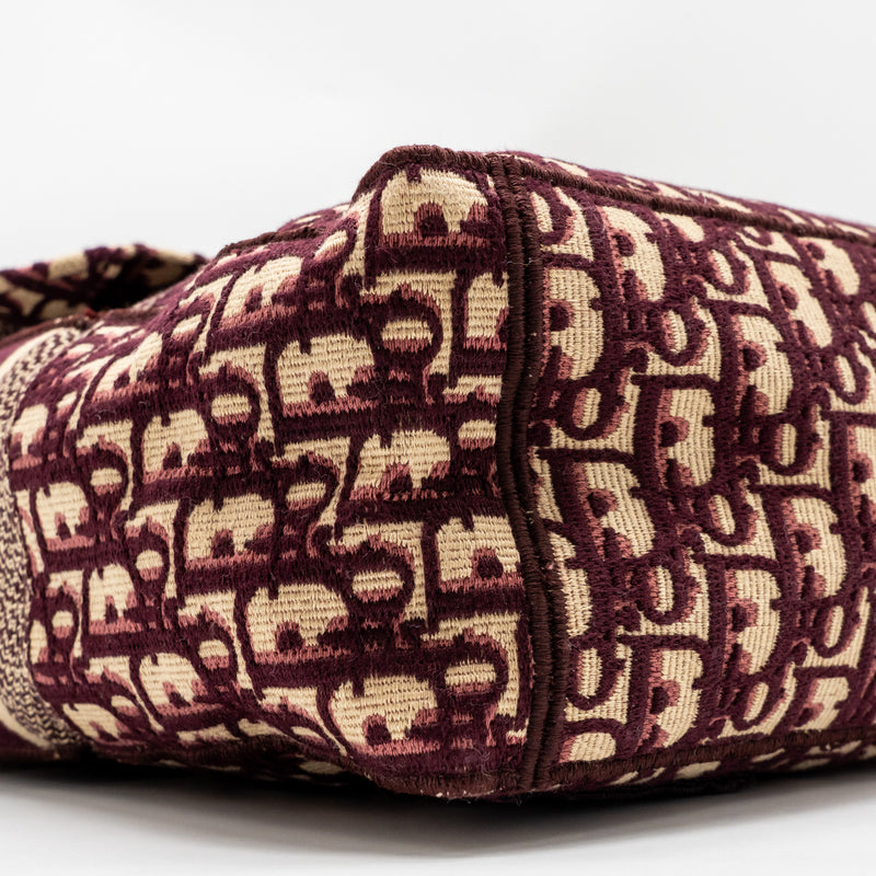 Dior Crossbody Messenger Bag Oblique Canvas Burgundy/Beige SHW