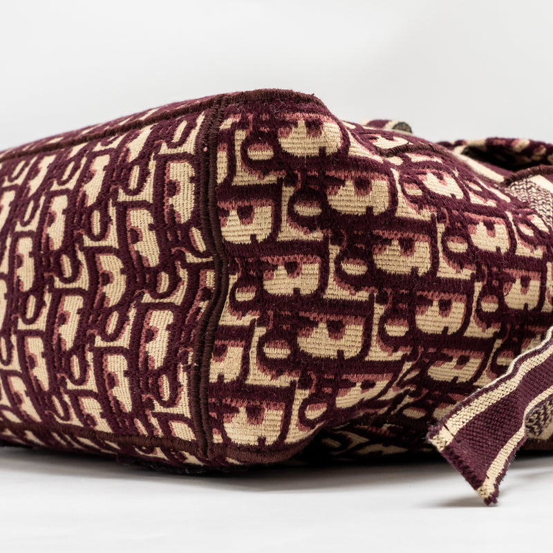Dior Crossbody Messenger Bag Oblique Canvas Burgundy/Beige SHW