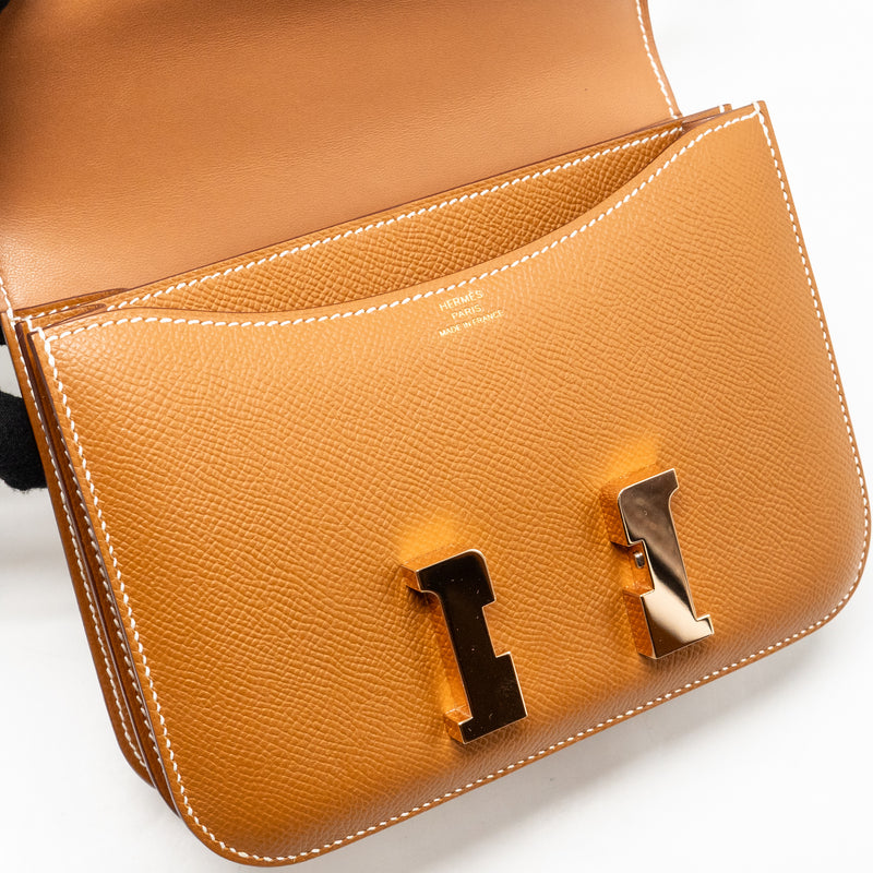 Hermes mini constance epsom gold RGHW stamp K