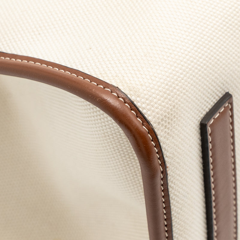 Burberry Medium Freya Tote Canvas/Leather Natural/Tan GHW