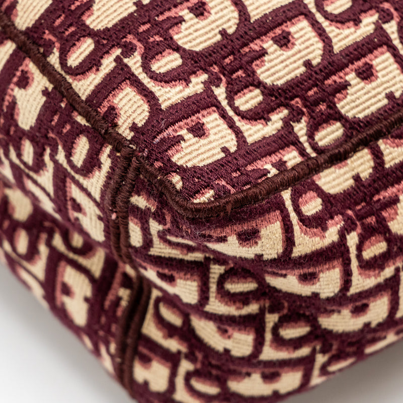 Dior Crossbody Messenger Bag Oblique Canvas Burgundy/Beige SHW