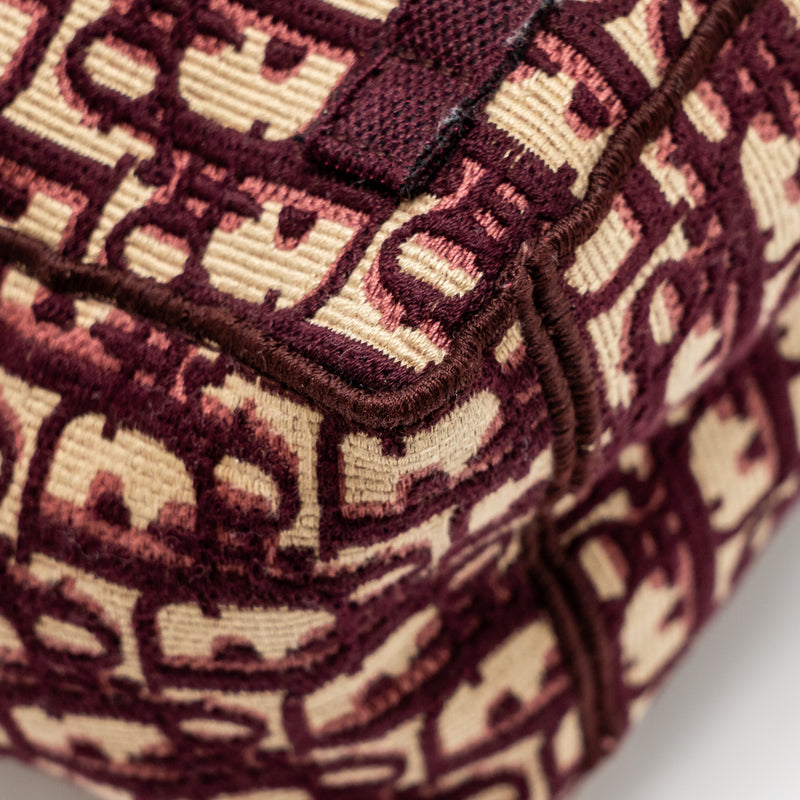 Dior Crossbody Messenger Bag Oblique Canvas Burgundy/Beige SHW