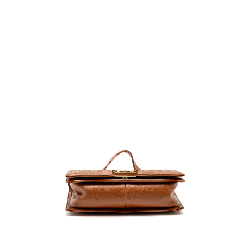 Chanel Medium Boy Bag Caviar Dark Brown LGHW (Microchip)