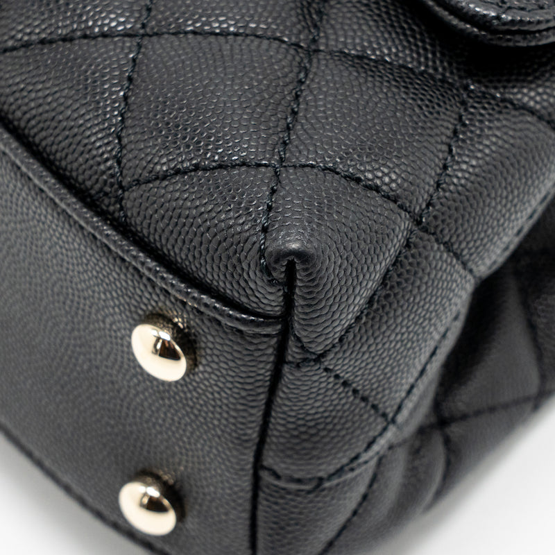 Chanel Small Coco Handle Caviar Black LGHW (Microchip)