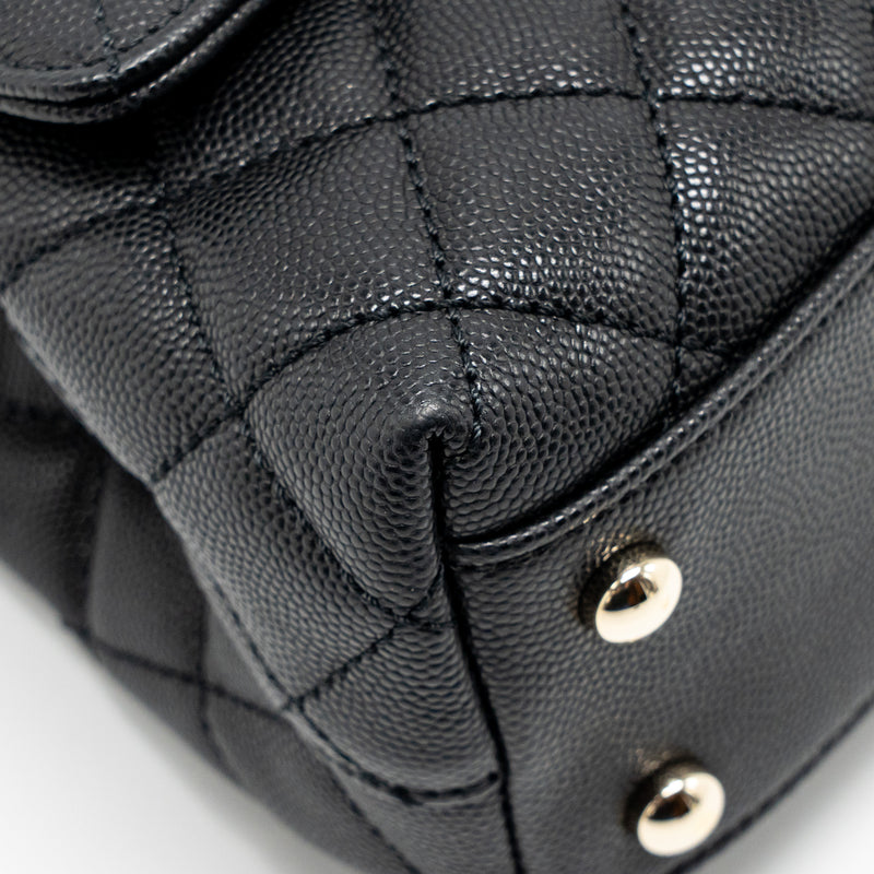 Chanel Small Coco Handle Caviar Black LGHW (Microchip)