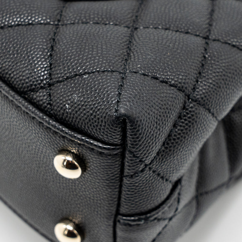 Chanel Small Coco Handle Caviar Black LGHW (Microchip)
