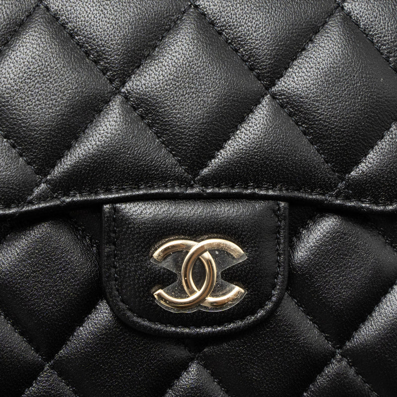 Chanel Top Handle Mini Flap Bag Lambskin Black LGHW (Microchip)