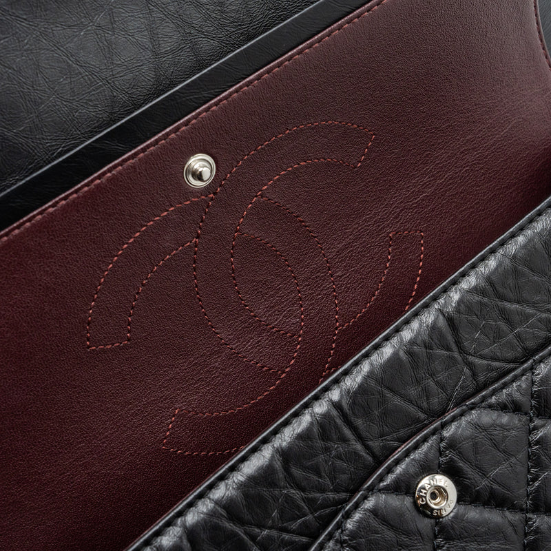Chanel Large 2.55 Reissue Flap Bag Aged Calfskin Black Ruthenium Hardware (microchip)