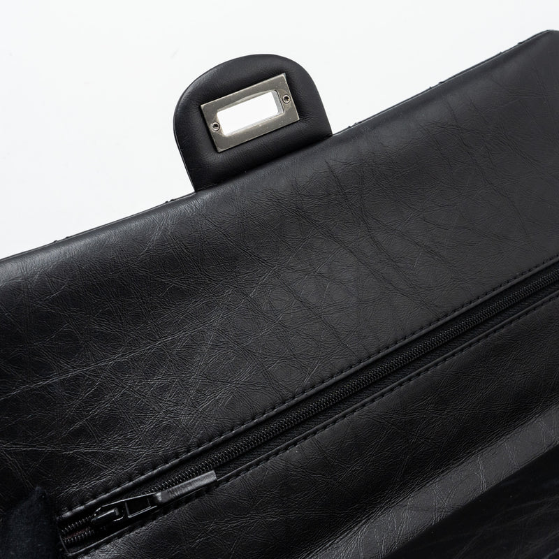 Chanel Large 2.55 Reissue Flap Bag Aged Calfskin Black Ruthenium Hardware (microchip)