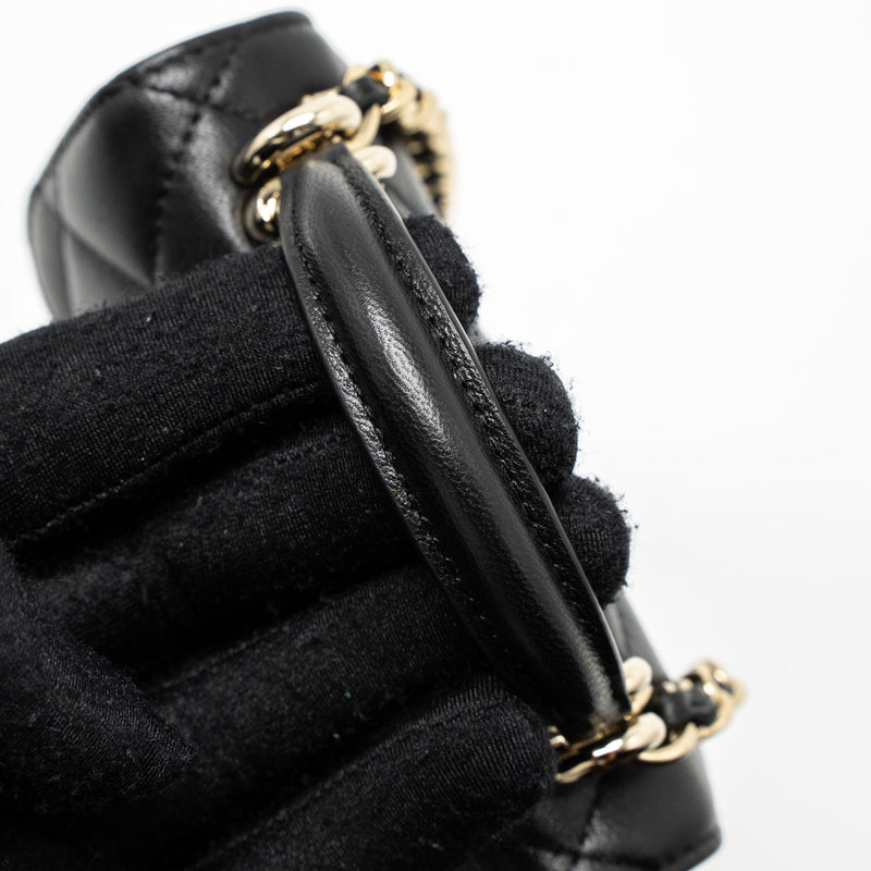 Chanel Top Handle Mini Flap Bag Lambskin Black LGHW (Microchip)