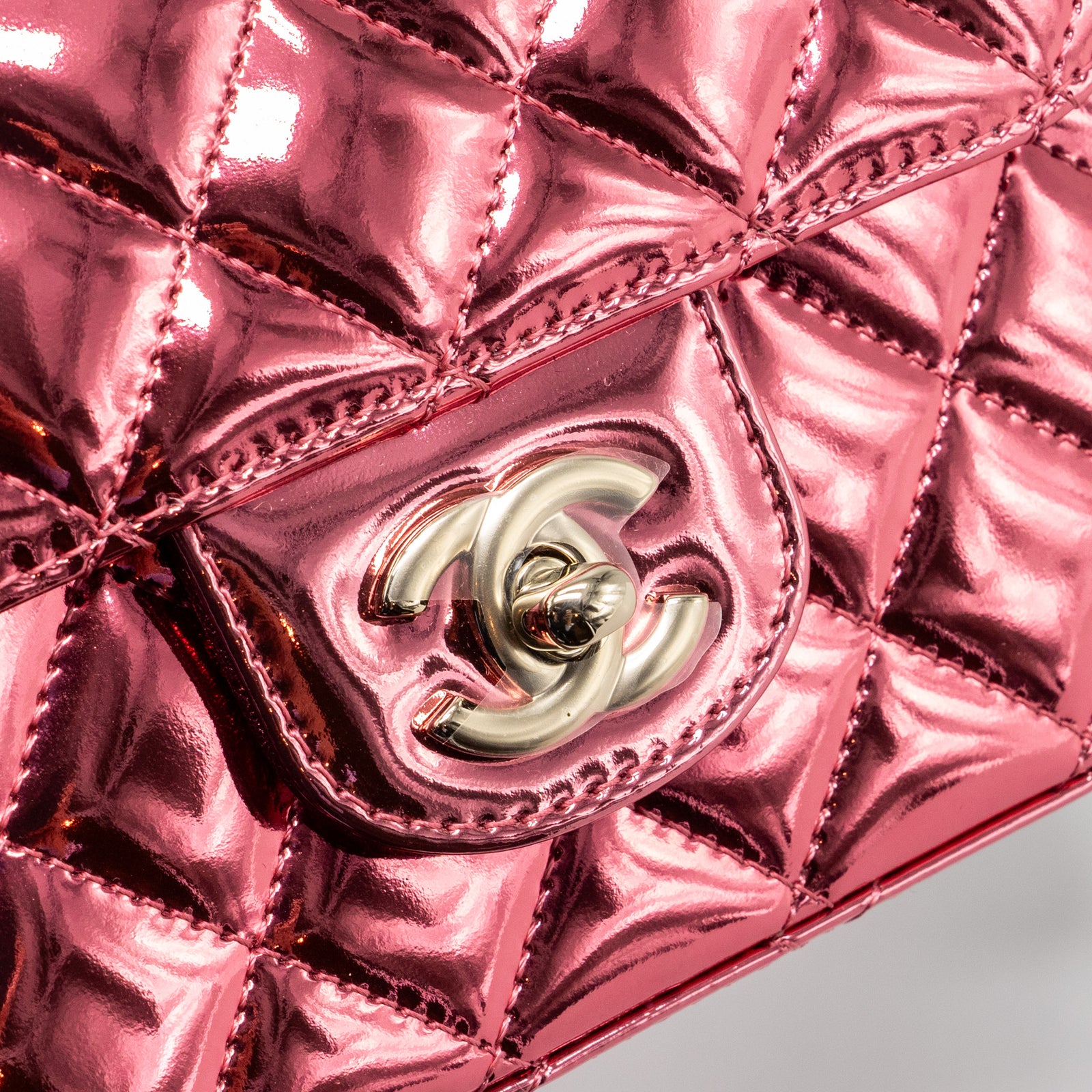 Chanel 24C Mini Flap Bag with Star Coin Purse Patent/Calfskin Metallic
