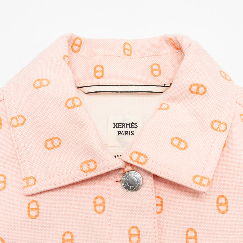 Hermes Size 38 Chaine D’ancre Denim Jacket Rose Pop