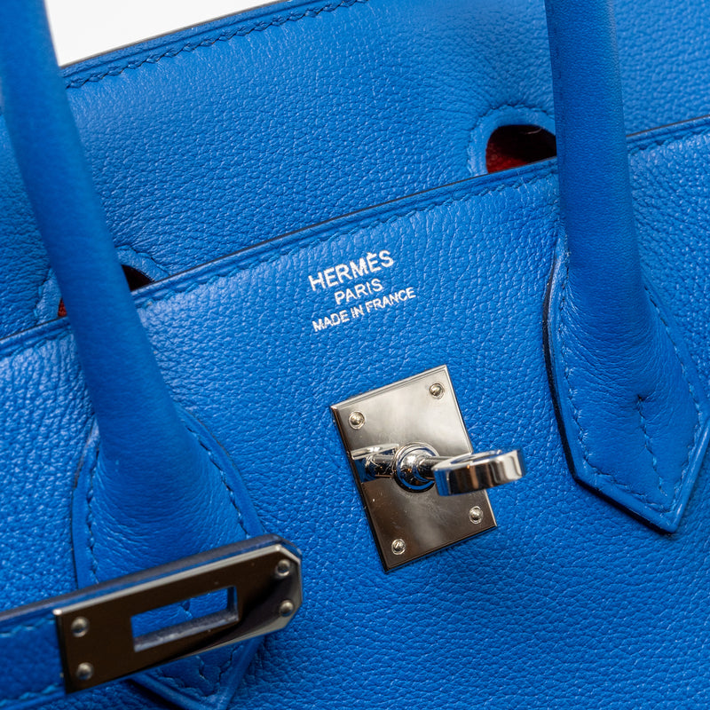 Hermes Birkin 25 Taurillon Novello I7 Blue Zellige SHW stamp Y