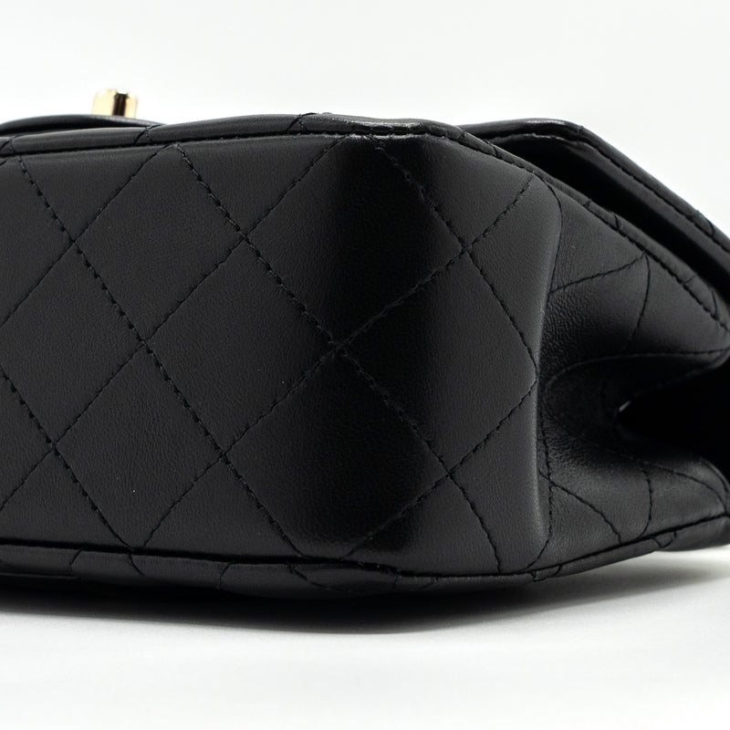 Chanel top handle mini Rectangular flap bag lambskin black LGHW (Microchip )