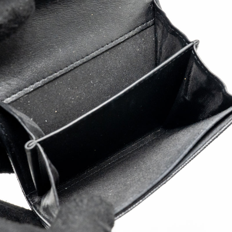 Chanel CC Filigree quilted flap card holder caviar black GHW