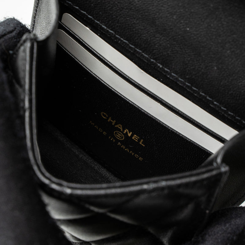 Chanel Top Handle Mini Flap Bag Lambskin Black LGHW (Microchip)