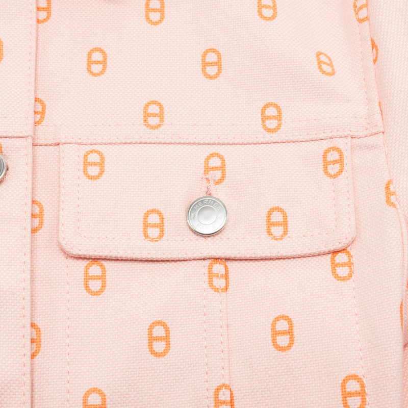 Hermes Size 38 Chaine D’ancre Denim Jacket Rose Pop