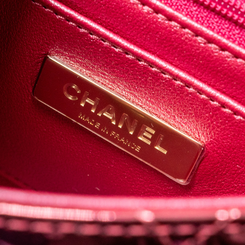 Chanel 24C Mini Flap Bag with Star Coin Purse Patent/Calfskin Metallic Pink LGHW (Microchip)