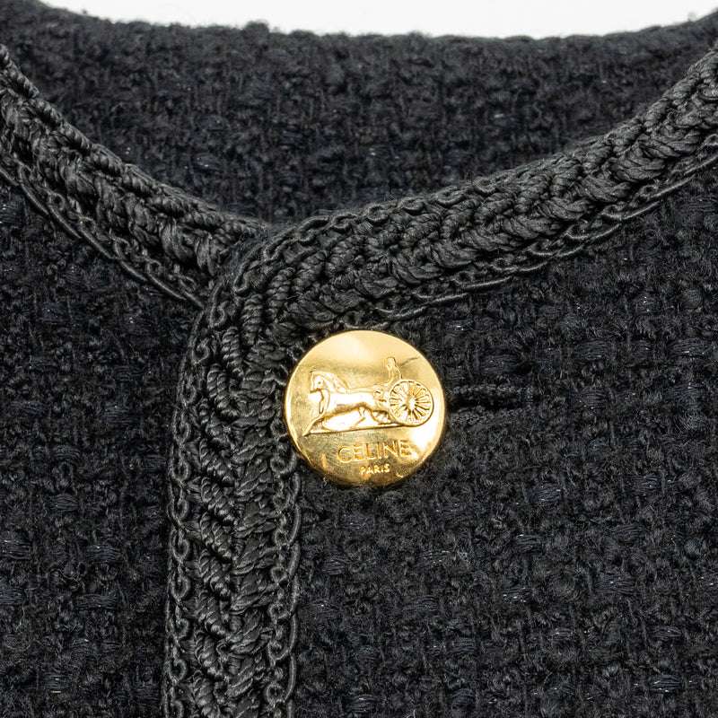 Celine Size 34 Chasseur Jacket Tweed Black