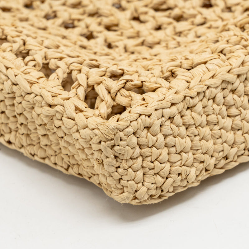 Prada Crochet Tote Bag Raffia Natural