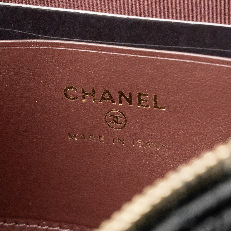 Chanel Quilted Hobo Bag with Chain Caviar Black LGHW (Microchip)