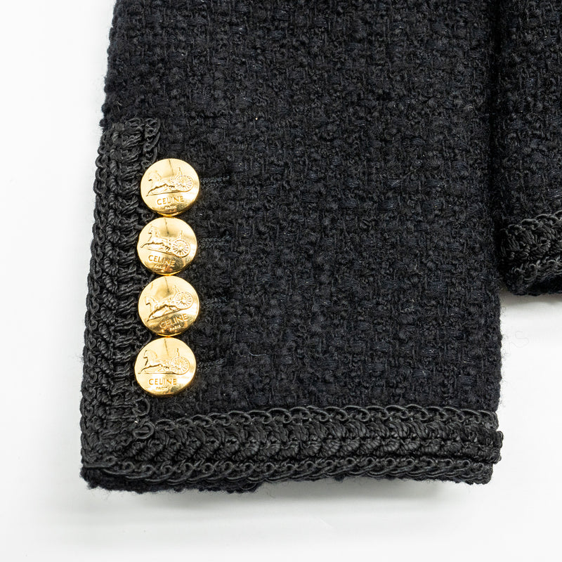 Celine Size 34 Chasseur Jacket Tweed Black