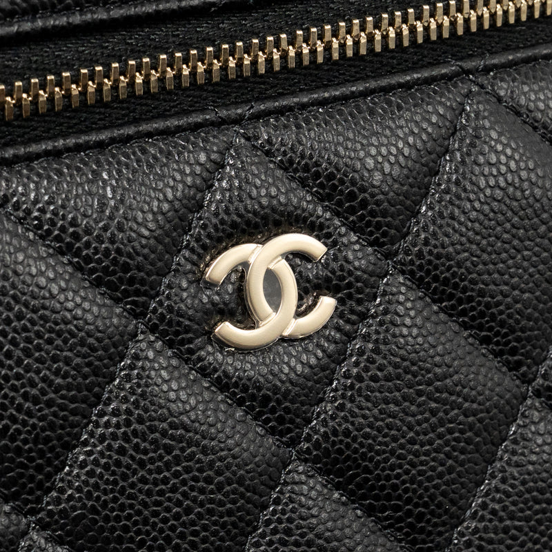Chanel 25p CC top handle vanity with chain caviar black LGHW(microchip)