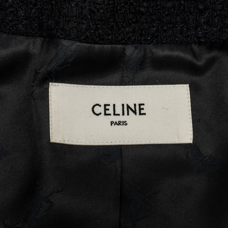 Celine Size 34 Chasseur Jacket Tweed Black