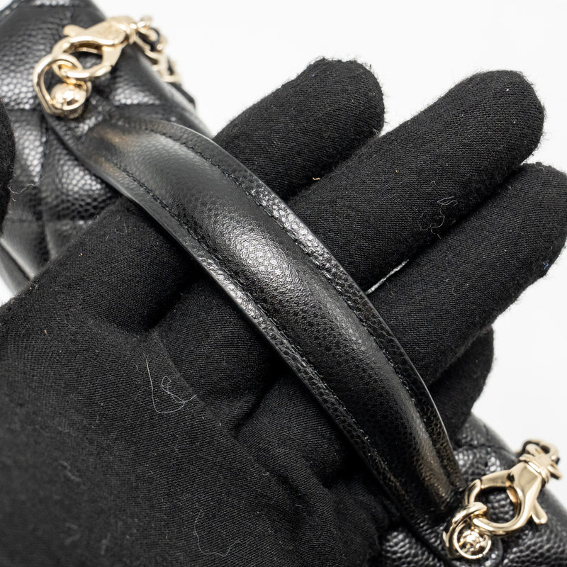 Chanel 25p CC top handle vanity with chain caviar black LGHW(microchip)