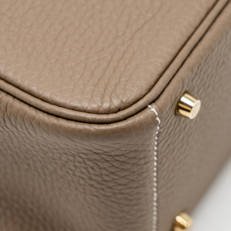 Hermes Mini Lindy Clemence Etoupe GHW Stamp B