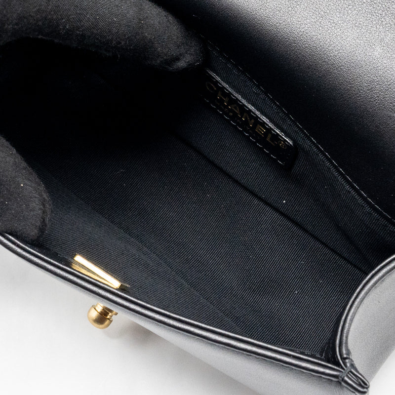 Chanel Small Boy Bag Smooth Calfskin Black GHW(Microchip)