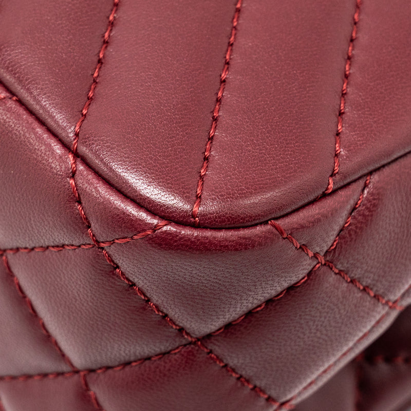Chanel Chevron Flap bag Lambskin dark red SHW