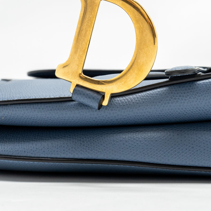 Dior Medium Saddle bag Calfskin Blue GHW