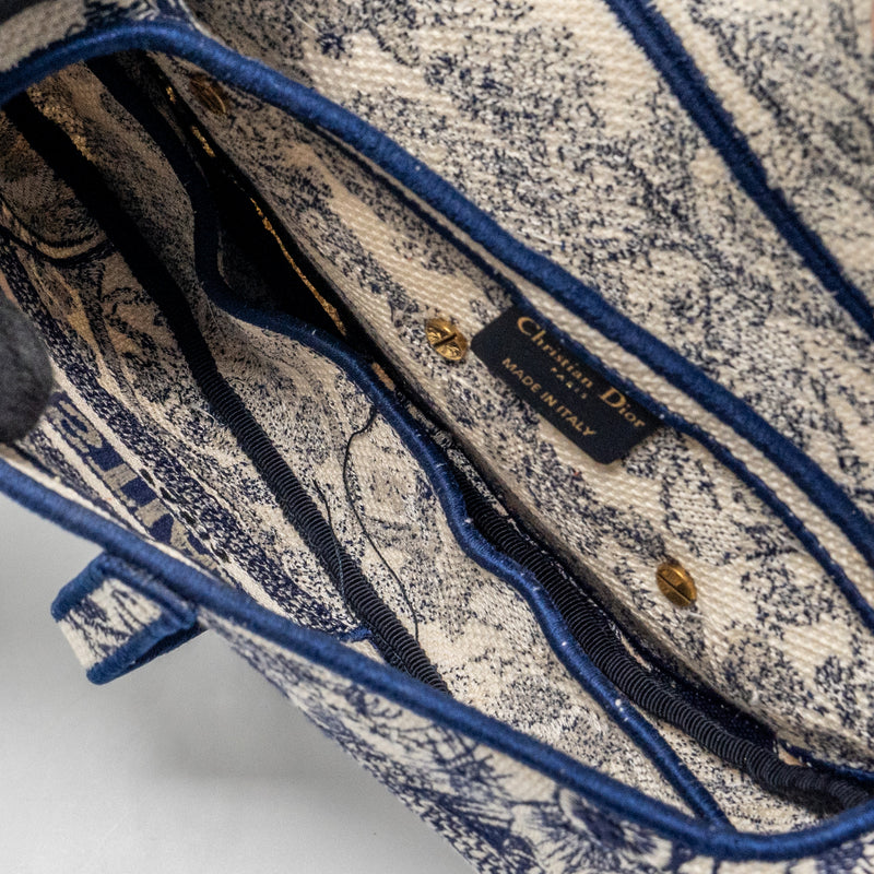 Dior Medium Saddle Bag Toile De Jouy Blue GHW