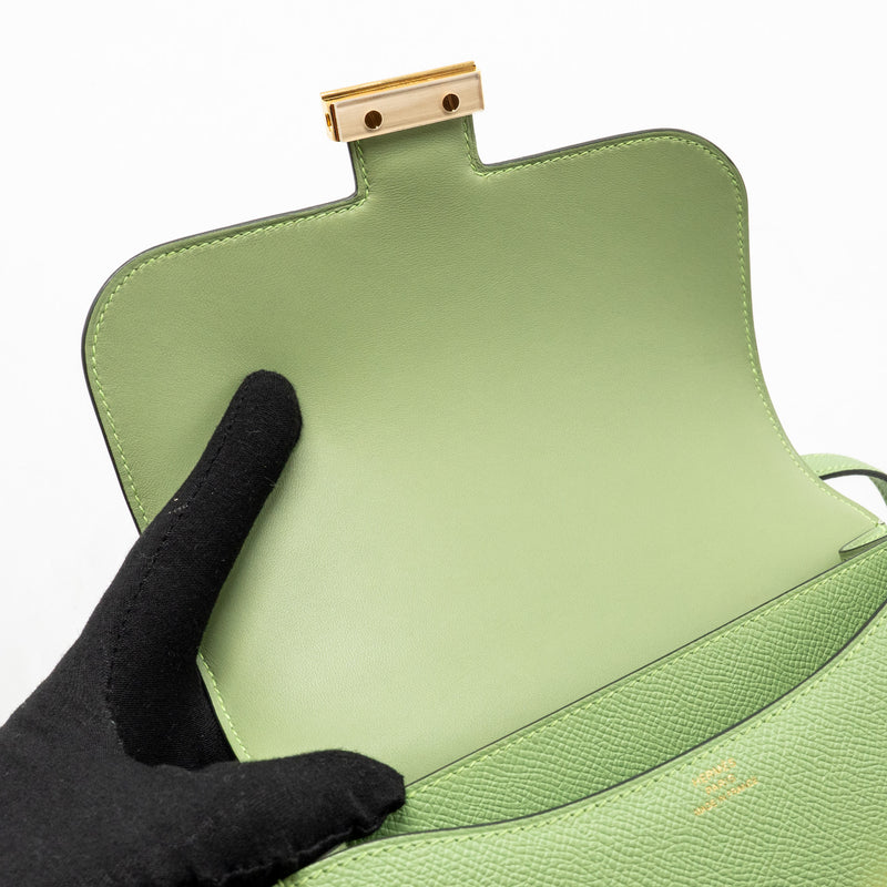Hermes Mini Constance Epsom Vert Criquet GHW Stamp Y