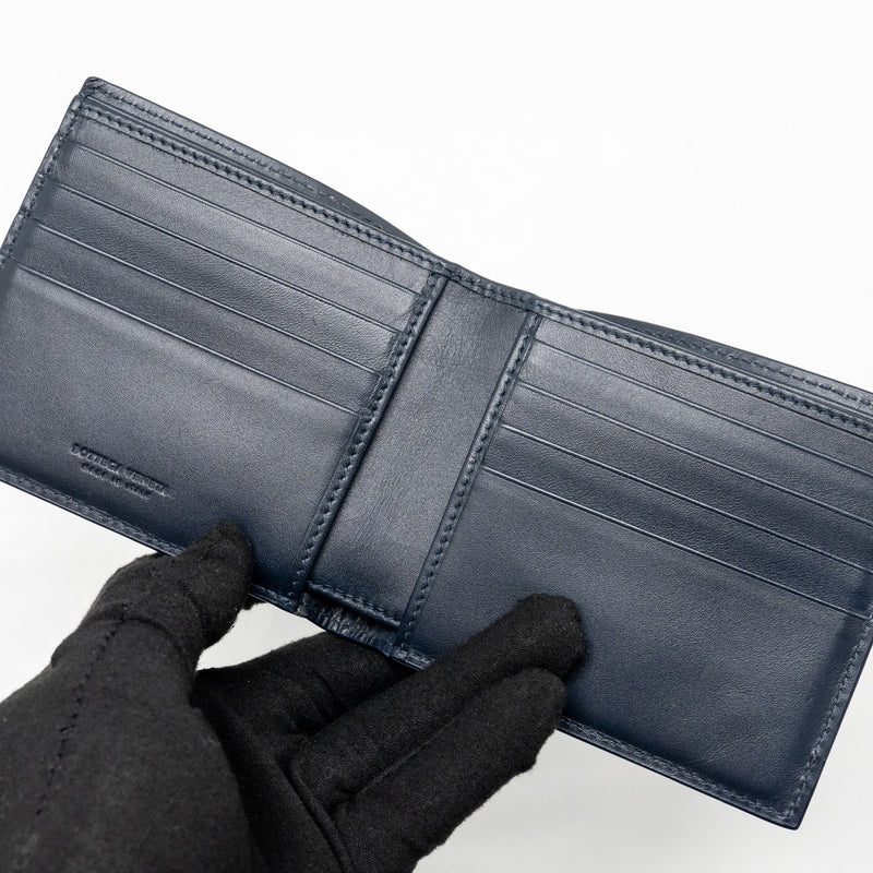 Bottega Veneta Intrecciato Piccolo Bi-Fold Wallet Calfskin Navy