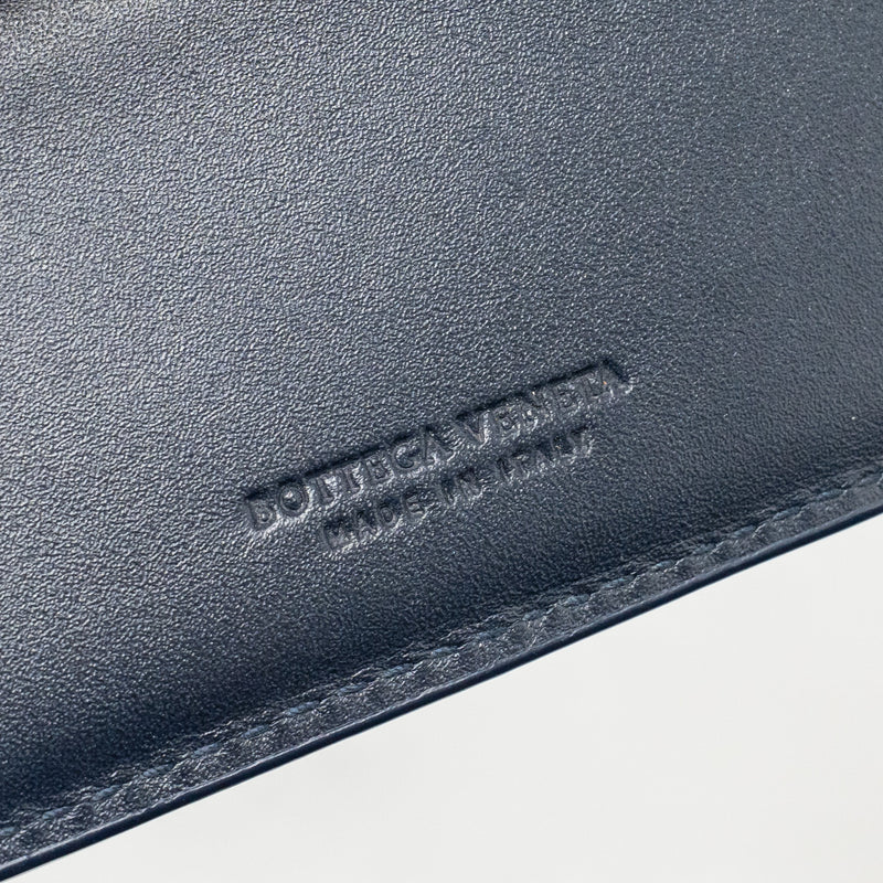 Bottega Veneta Intrecciato Piccolo Bi-Fold Wallet Calfskin Navy