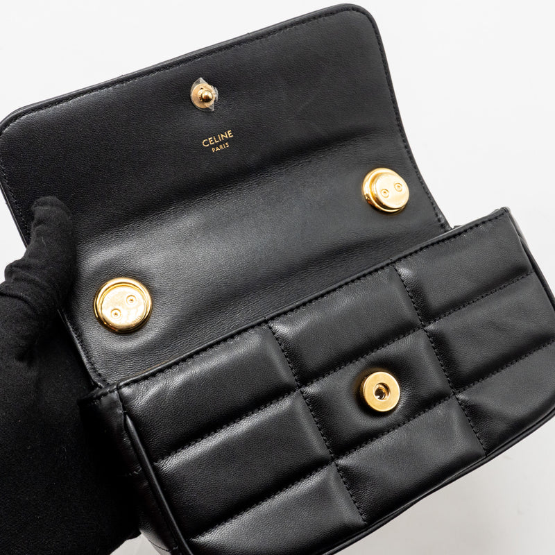 Celine Matelasse Mini Chain Shoulder Bag Calfskin Black GHW