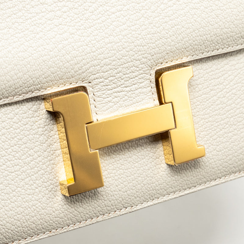 Hermes Mini Constance Chèvre Mysore Mushroom/Biscuit GHW Stamp B