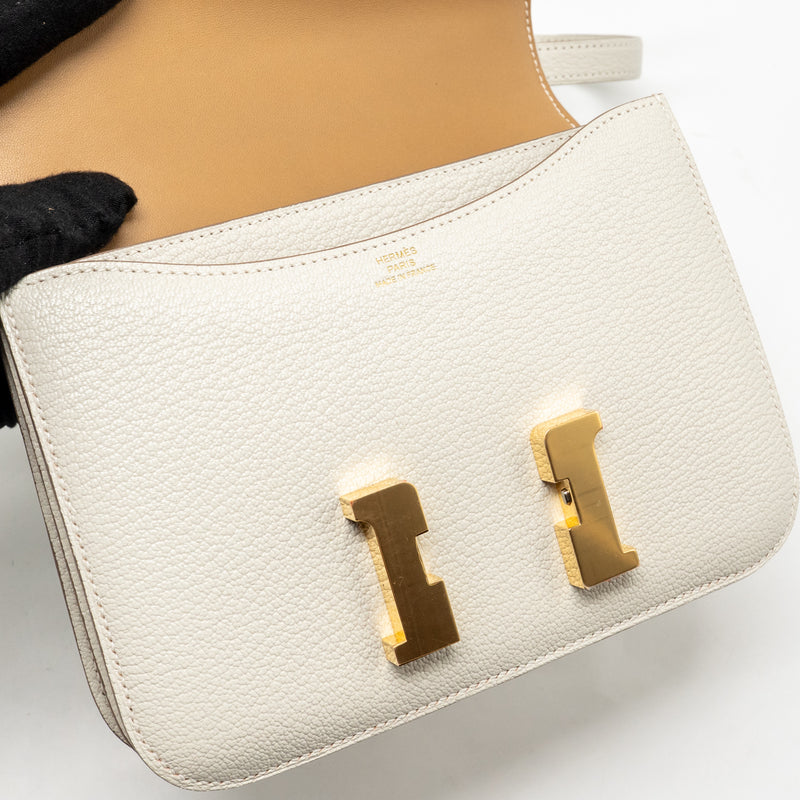 Hermes Mini Constance Chèvre Mysore Mushroom/Biscuit GHW Stamp B