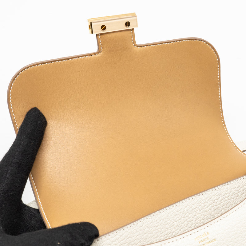 Hermes Mini Constance Chèvre Mysore Mushroom/Biscuit GHW Stamp B