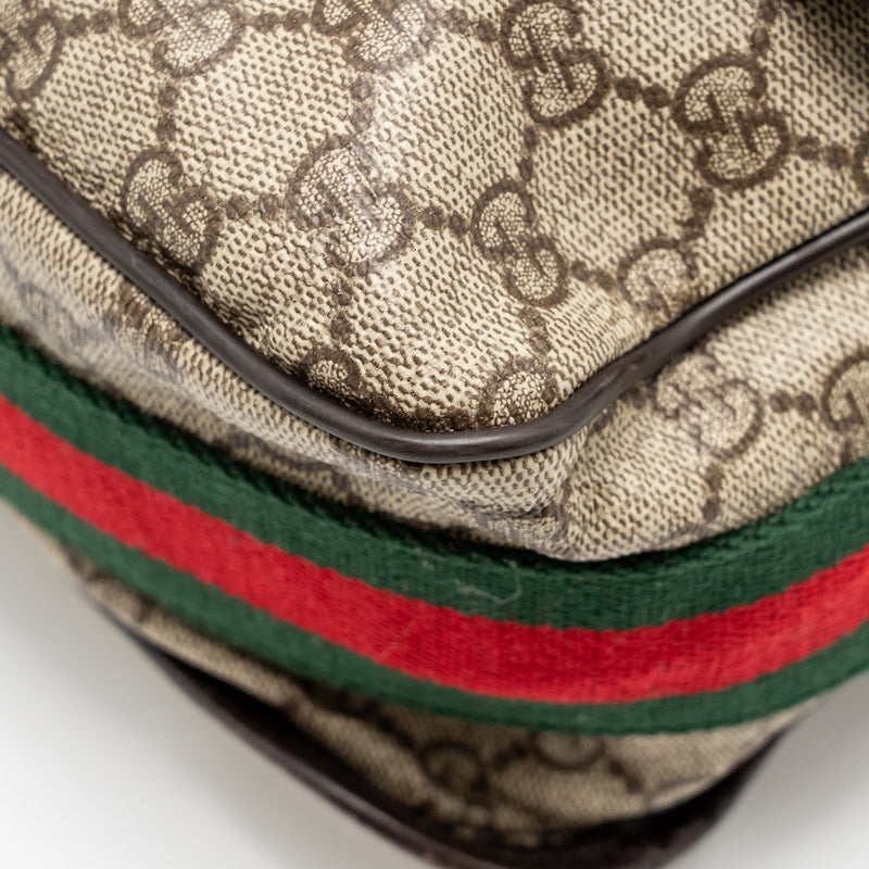 Gucci Large Flap Messenger Bag GG Supreme Canvas SHW